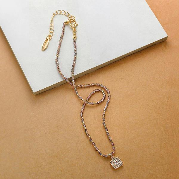 Pia Treasured Tales Plum Crystal Pendant Necklace