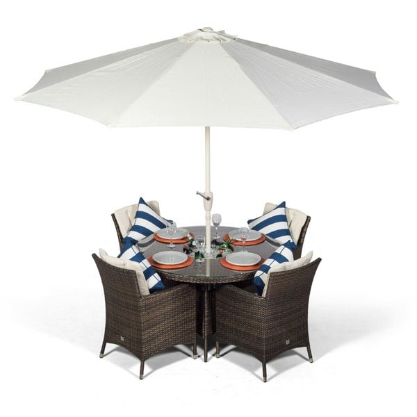 Giardino Savannah Round 4 Seater Patio Dining Set with Ice Bucket Drinks Cooler