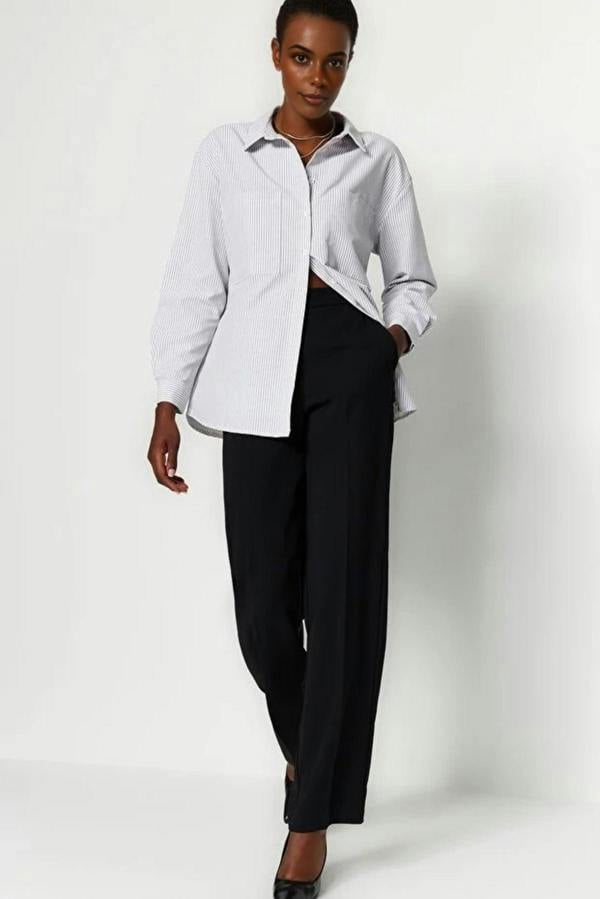 WOVCOR Striped Woven Shirt with Pocket Detail