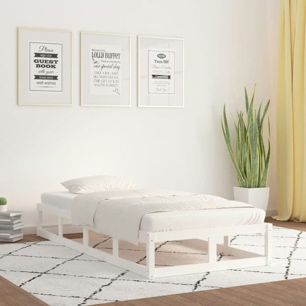 Berkfield Bed Frame White 90x200 cm Solid Wood