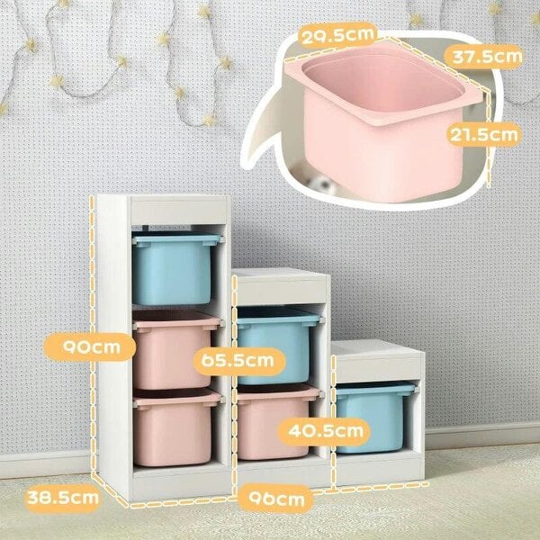 Bobobiy Toy Storage Organiser, Three-Layer Kids Toy Storage Units, with Removable Bins, for Ages 3-8 Years, Multi-colour