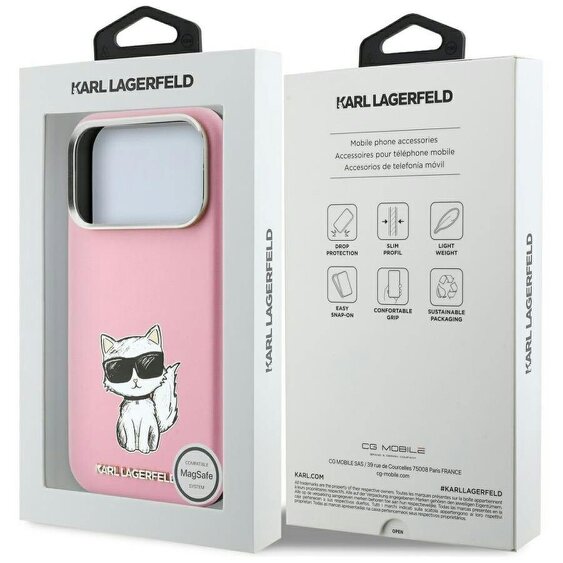 Karl Lagerfeld Smooth Choupette Bodies Sketch Case with MagSafe for iPhone 17/18 Pro Max 6.9" Pink - KLHMP18X6PWCIKDP