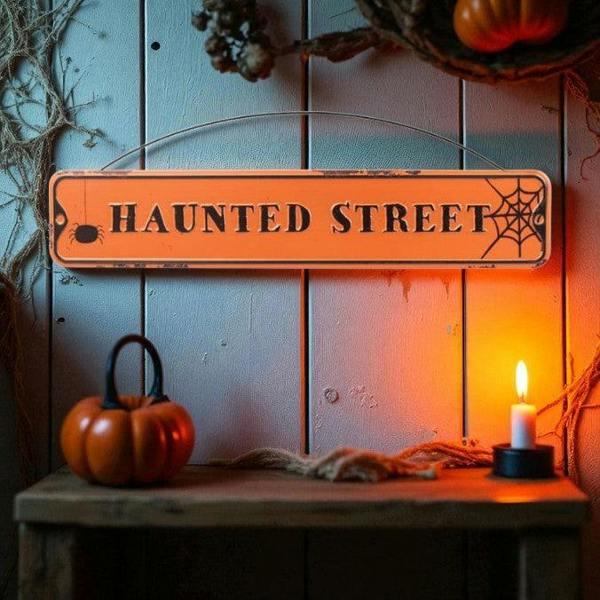 Garden Greatness Haunted Halloween Hanging Street Sign