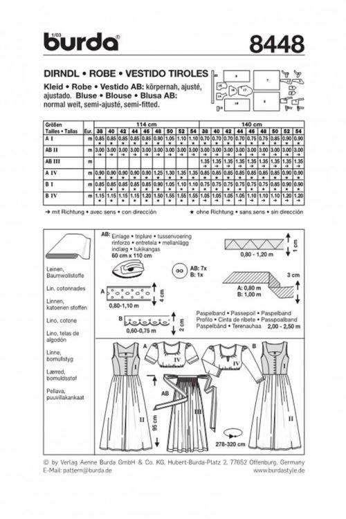 Burda Sewing Pattern 8448 Aprons, Dresses and Tops For Women, Sizes: 12-28 - Intermediate