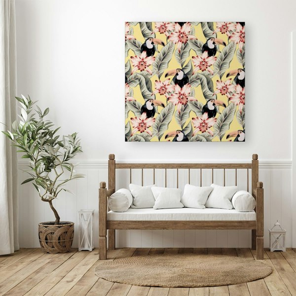 Warren Reed Toucans, Orchids And Palm Leaves Canvas