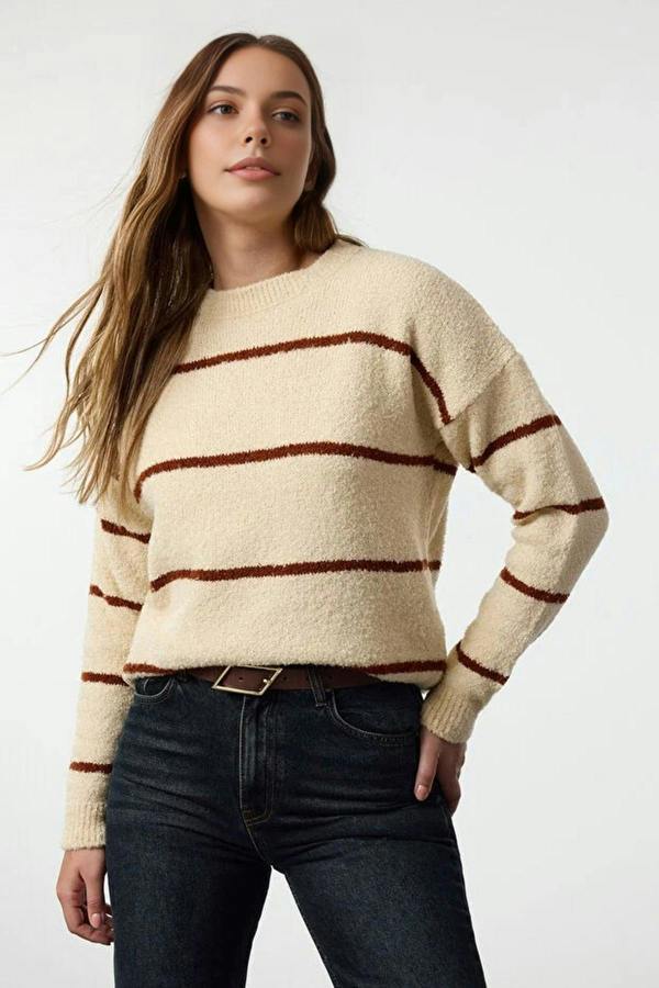 WOVCOR Striped Soft Textured Knit Sweater