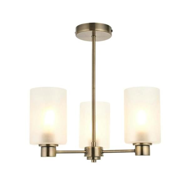 Pagazzi Lighting Kingsholm 3-Light Antique Brass Semi-Flush Ceiling Light