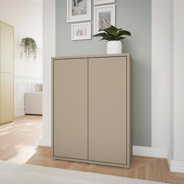 Furniture To Go Alice Springs Shoe Cabinet with 2 Doors Push-to-Open in Taupe