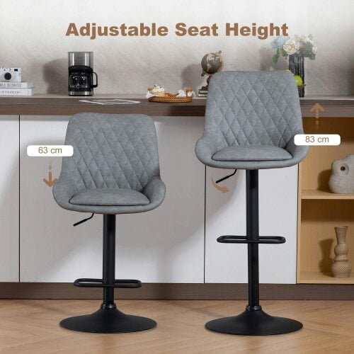 Wyld Haus Taraneno Set Of 2 Light Grey Faux Leather Retro Bar Chairs