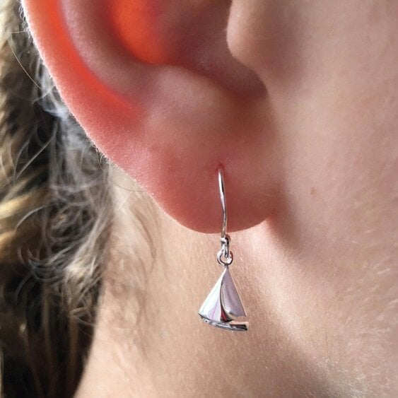 Reeves & Reeves Sterling Silver Sail Boat Earrings