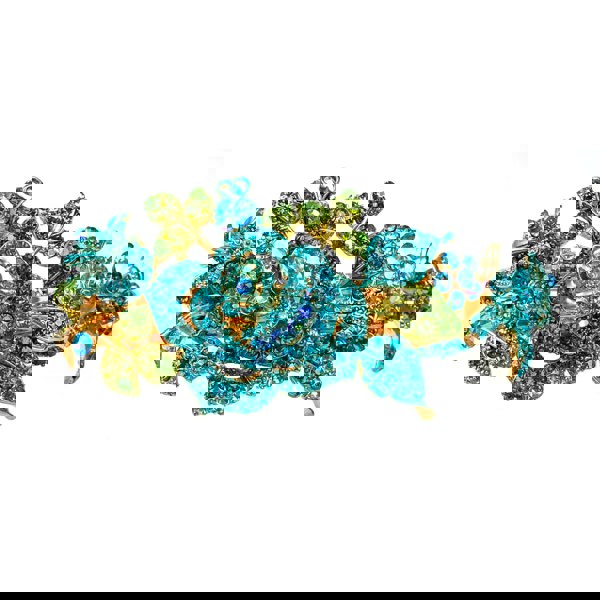 flower hair clip in blue with diamante