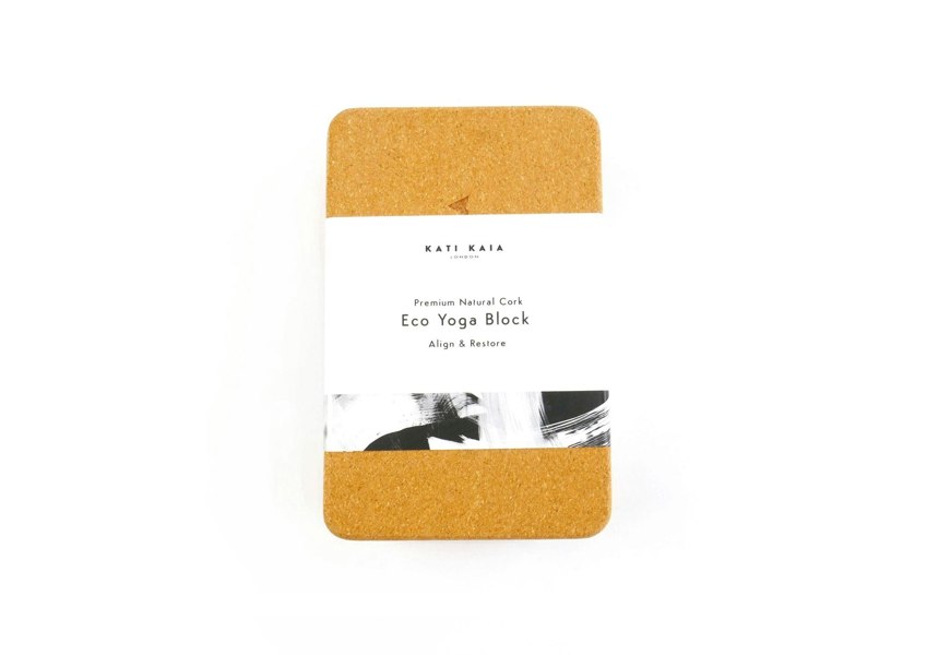 Kati Kaia Cork Block and Strap in Natural Cork for Eco-Friendly Yoga and Pilates Practice