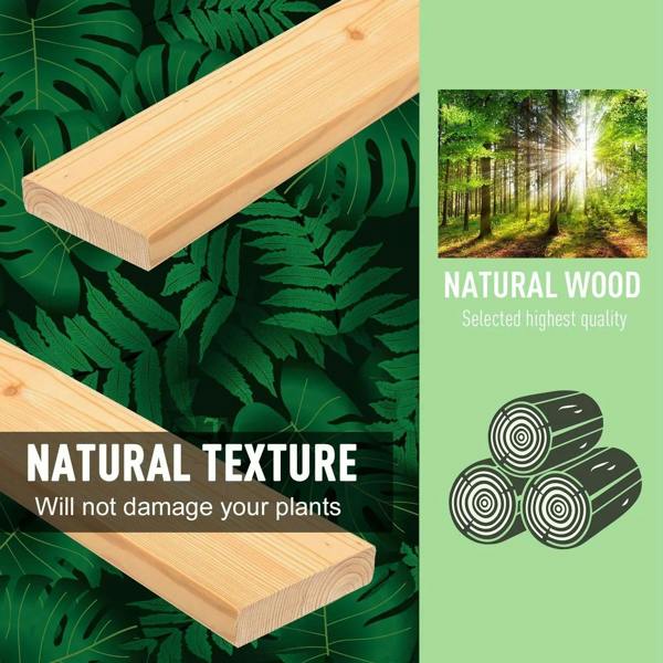 Close-up of natural wood slats for a raised planter bed frame with visible grain.