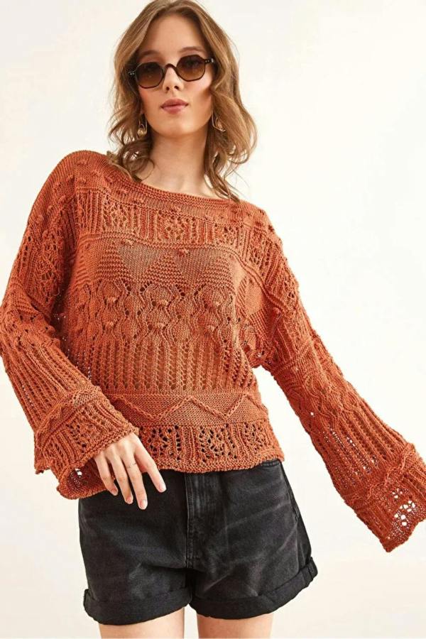 Hoxton Gal Mini Pom-Pom Openwork Cotton Knit Blouse