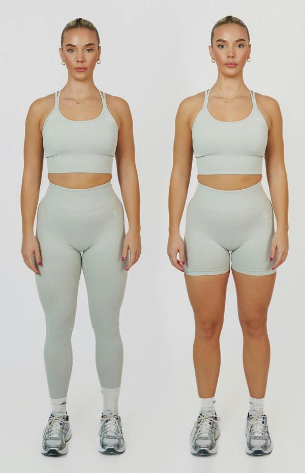 V3 Apparel Form Seamless Scrunch Sports Bra, Leggings & Shorts Set - Light Grey