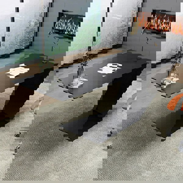 Kofi Modern Office Desk For Home, Black Wood in a lifestyle setting with used office desks