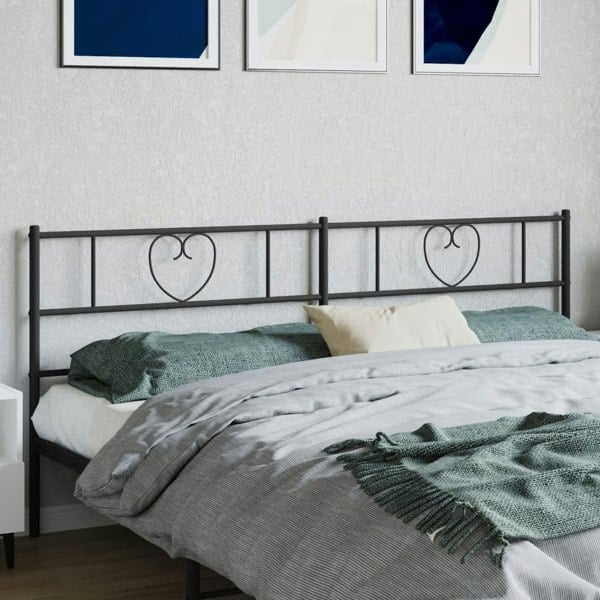 Berkfield Metal Headboard Black 180 cm