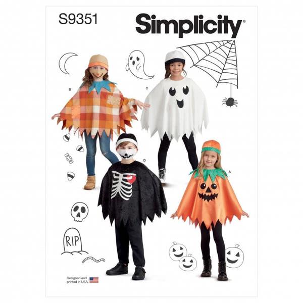 Simplicity Sewing Pattern 9351, Costumes for Kids, A (S-M-L) - Easy