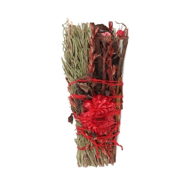 Serano 6in Ritual Wand Smudge Stick with Rosemary and Red Flowers