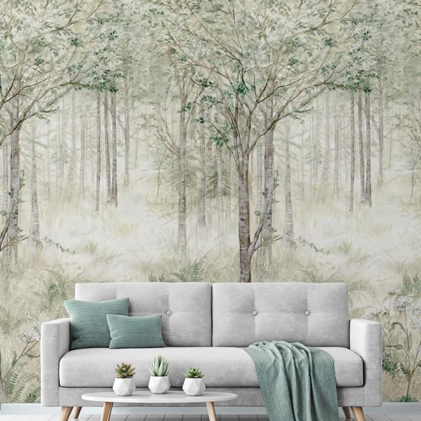 Grandeco Fairytale Trees Green 3 panel repeatable Mural 1.59 x 2.8m