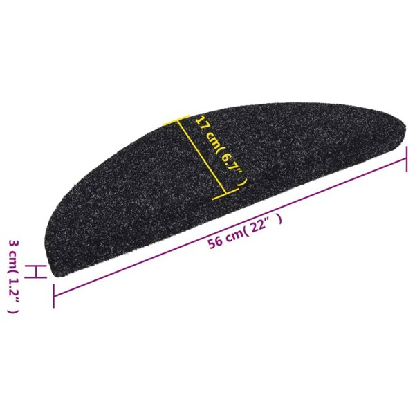 Berkfield Self-adhesive Stair Mats 10 pcs Black 56x17x3 cm Needle Punch