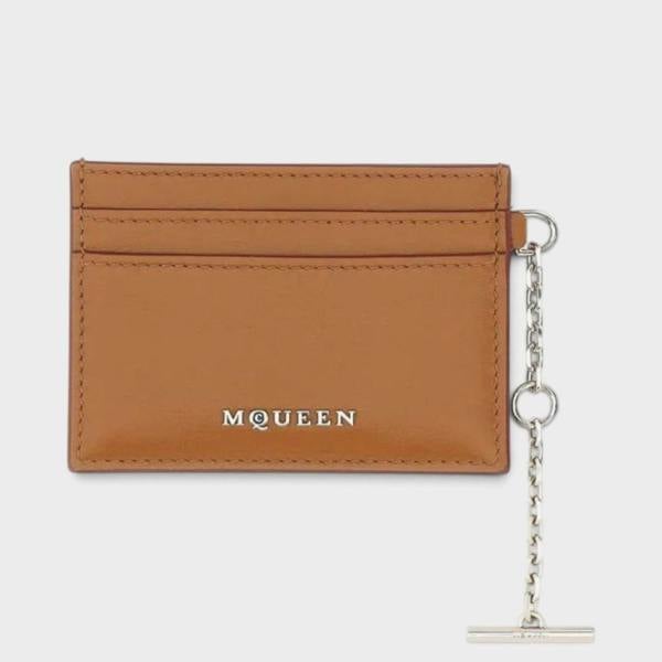Alexander McQueen Sling Logo Card Holder Leather Brown