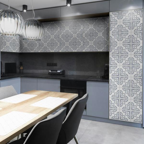 WALPLUS WT1578 - Osborne Monocromatic Light Grey Victorian Wall Tile Sticker Set - 15 x 15 cm (6 x 6 in) - 24 pcs