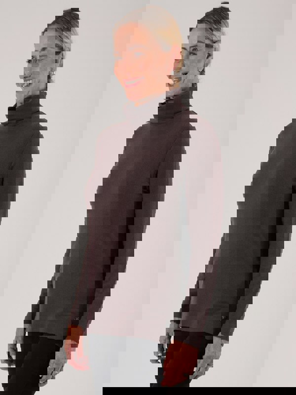 PennyPlain Roll Neck Long Sleeve Top - Dark Latte