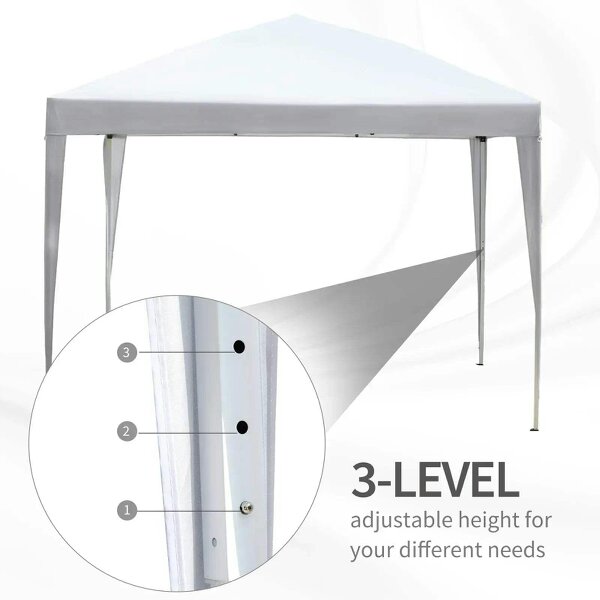 3 x 3M Garden Pop Up Gazebo Height Adjustable Marquee Party Tent Wedding Canopy with Carrying Bag, White