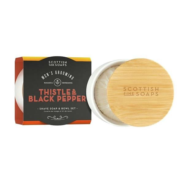 Scottish Fine Soaps Thistle & Black Pepper Shave Soap Bowl