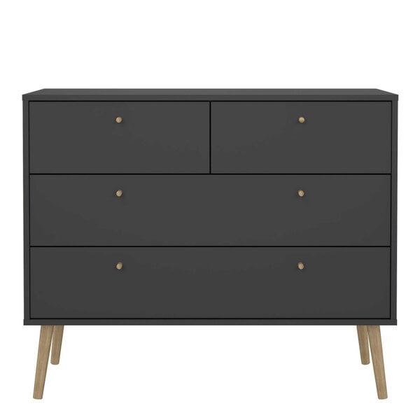 Wyld Haus Quietbloom Dark Grey Wooden Chest 4 Drawers