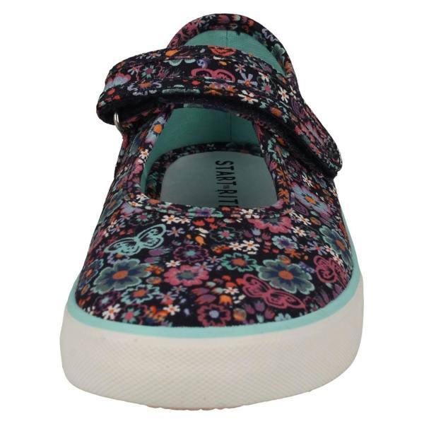 Start-rite Girls Startrite Floral Detailed Mary Jane Canvas Shoes Busy Lizzy