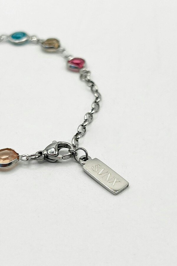 SVNX Round Crystal Necklace and Bracelet Set in Multi - Gift Boxed