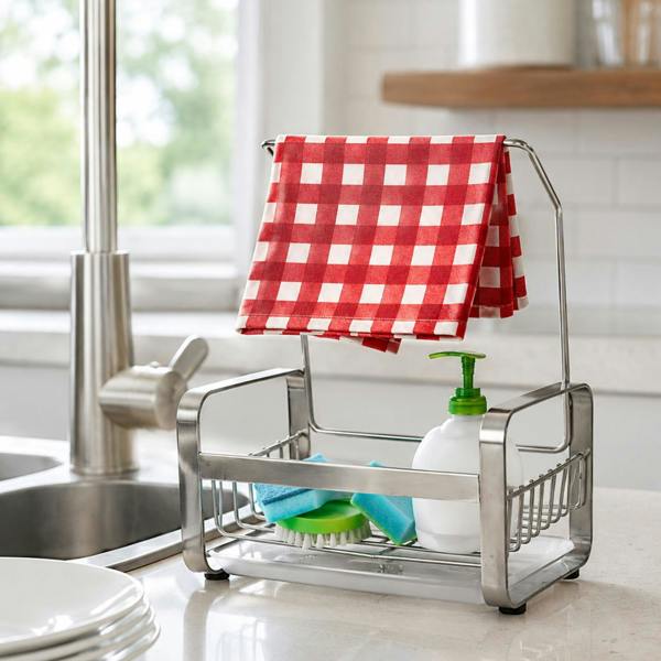 Top 3 Kitchen Sink Caddy Organiser with Drying Rack Silver
