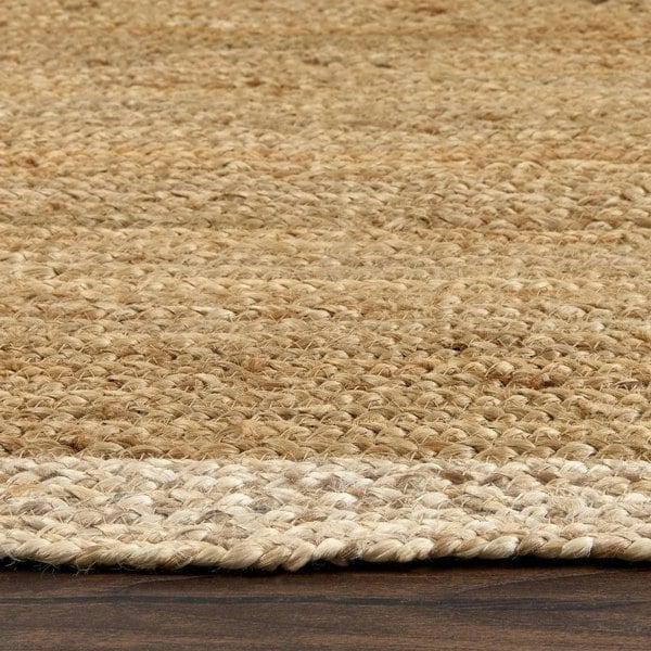 The Rugs Hand-Braided Jute Rug with Colourful Border
