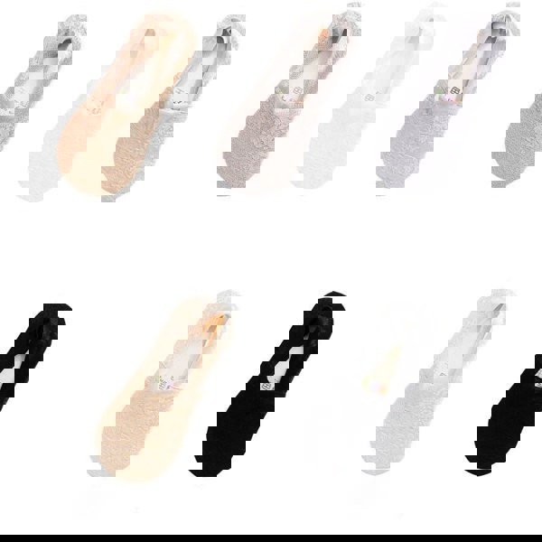 Anysox 5 Pairs Size 5-9 Fashion Socks Lace Flower Style Breathable Antiskid Invisible Ankle Socks for Women (Khaki, Pink, Grey, Beige, Black)