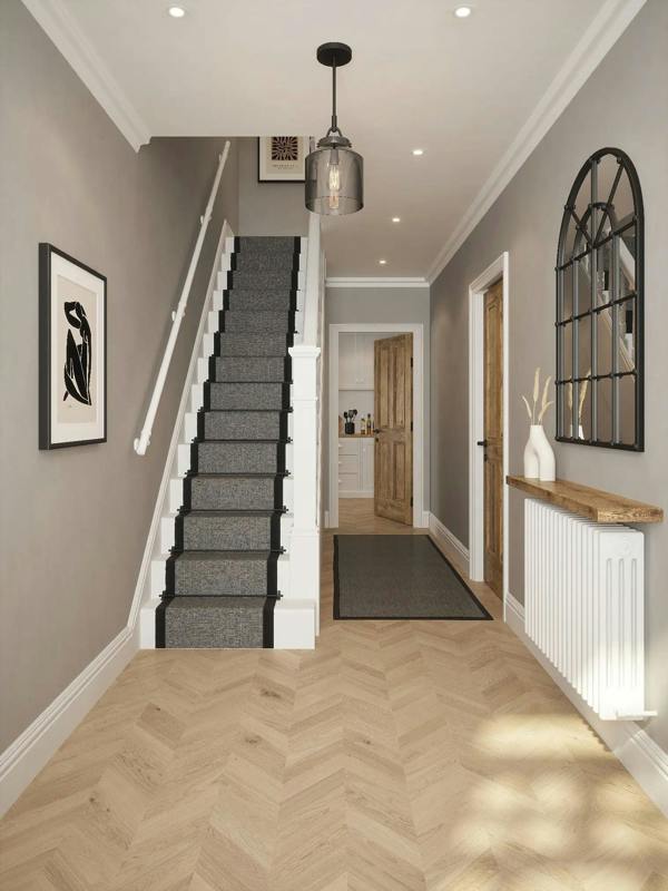 Edstone Matt White Straight Flight Handrail — Handrails Direct 40mm Handrail Straight Run — by Handrails Direct, Straight Flight