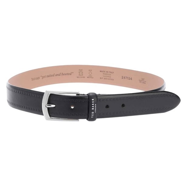 Ted Baker Owill Brogue Detailing Leather Belt - Black