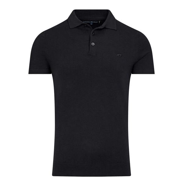 Raging Bull Mens Knitted Short-Sleeved Polo Shirt - Black