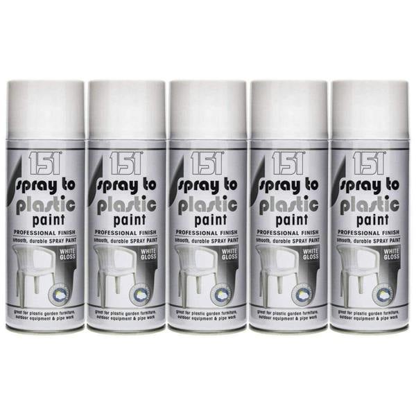151 5X 151 White Gloss Plastic Spray Paint 400ml