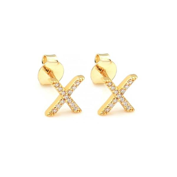 Say It With Dainty Initial Earring Pair - Yellow Gold