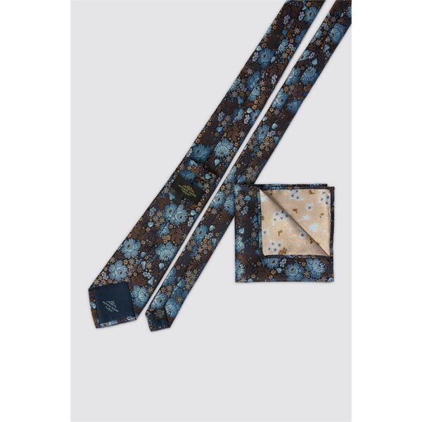 Antique Rogue Blue Winter Floral Tie
