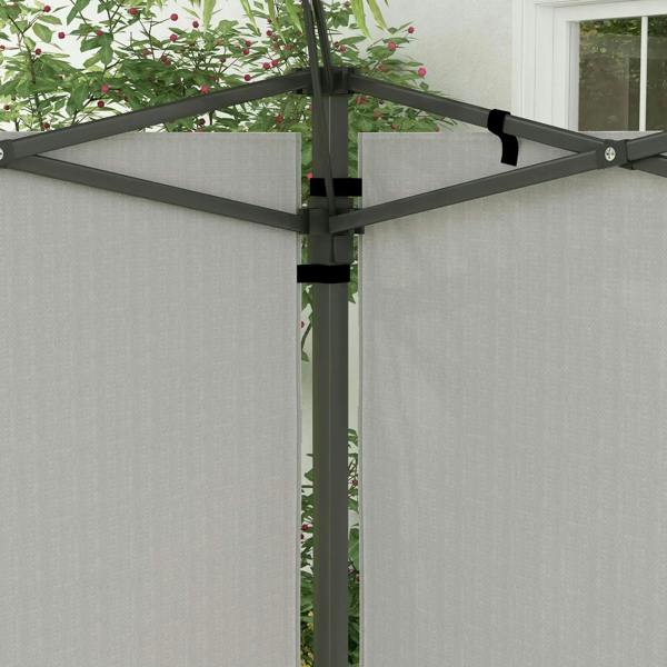 White gazebo side panel with top support clips and a window section