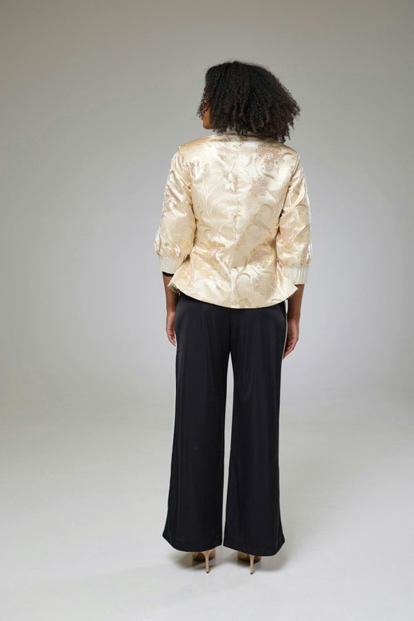 Isha's Timeless collection Ivory Shimmery Flora Fitted Jacket Blouse