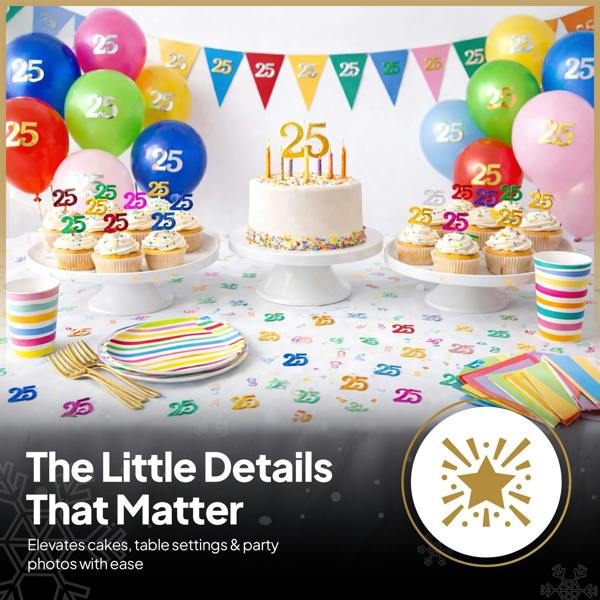 25th Birthday Multicolour Foil Metallic Confetti Party Decoration Packs, 1, 2 or 4 Pack image 3