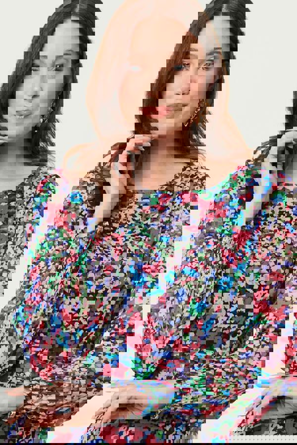 Blue | Ditsy Floral Layer Tie Waist Maxi Dress