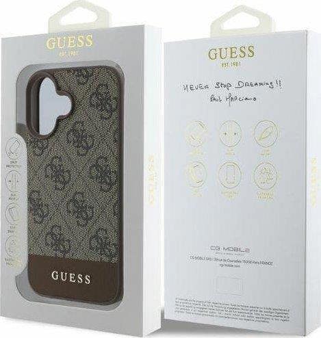 Guess PU 4G Stripe Case for iphone 16 6.1" Brown - GUHCP16SG4GLBR