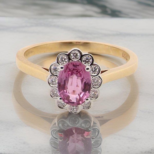 Vintage Tom A Pink Sapphire and Diamond cluster ring