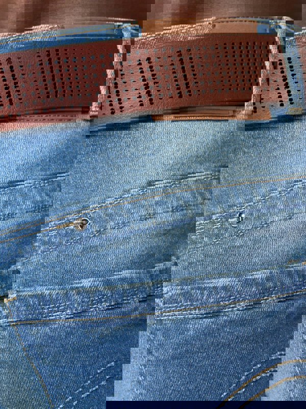 Crosshatch Farrowed Stretch Denim Jeans Stone Wash