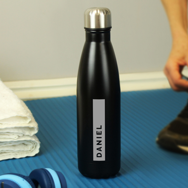 Personalised Memento Company Personalised Black Metal Insulated Drinks Bottle